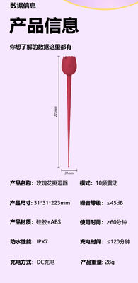 Rose Teaser Vibrator with 10 Vibration Patterns IPX7 Waterproof and ≤45dB Noise Level