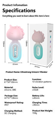 Ultrastrong Unicorn Vibrator with 10 Vibration Patterns, IPX7 Waterproof and 380mAh Battery Capacity